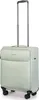A light mint green suitcase with a retractable handle and wheels, shown from the front. Produktbild-Vorschau
