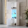 Merax Hochglanze Vitrine mit LED-Beleuchtung, Hochschrank Produktbild-Vorschau 2