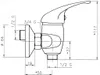 Technical drawing of a faucet with dimensions. Náhled obrázku produktu