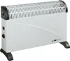 A white Clatronic electric heater with black accents and feet, shown on a white background.