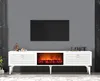 A white TV stand with an electric fireplace is shown against a gray wall. Anteprima dell’immagine prodotto