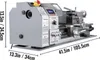 A gray metal lathe with dimensions indicated by white text and lines. Anteprima dell’immagine prodotto