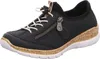 A single black sneaker with white laces and a zipper. Produktbild-Vorschau