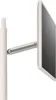 A white television stand with a silver arm holding a white television. Voir les images du produit