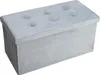 A light gray upholstered storage ottoman is shown from a slightly elevated front-left angle against a white background. Produktbild-Vorschau
