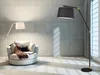 A modern living room with two floor lamps and a chair. Náhled obrázku produktu