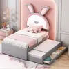 A child's bedroom with a bed featuring a bunny-shaped headboard. Náhľad obrázku produktu