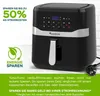 A black TurboTronic air fryer is shown with marketing text and an energy-saving icon. Produktbild-Vorschau
