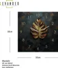 Wanduhr Metall 30x30cm Schwarz Gold Wanddeko Monstera Blatt Produktbild-Vorschau 2