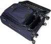 An open navy blue suitcase with a smaller suitcase inside, showing the interior and wheels. Náhled obrázku produktu