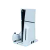 A white charging station with a fan for a PS5 Slim console, with a controller docked. Anteprima dell’immagine prodotto