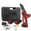 A set of tools and accessories for a mini chainsaw, including the chainsaw itself, batteries, a charger, a case, safety glasses, gloves, and a screwdriver. Produktbild-Vorschau