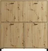 A front view of a four-door cabinet with a wood grain finish. Produktbild-Vorschau