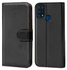 A black flip case for a Samsung Galaxy M31 phone is shown open, displaying the phone's camera module and a blue button on the right side, and the inside of the case on the left. Náhľad obrázku produktu