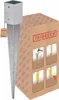 A galvanized steel post anchor and its packaging are shown. Produktbild-Vorschau