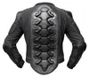 Rückansicht einer schwarzen Motorrad-Protektorenjacke mit einem ausgeprägten, strukturierten Wirbelsäulenschutz. Produktbild-Vorschau