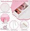 Collage of close-up images highlighting features of a pink and white children's vanity set. Náhľad obrázku produktu