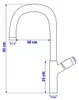 A diagram showing the dimensions of a faucet. Produktbild-Vorschau