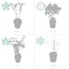A collage showing a plant in a pot across four seasons: spring, summer, fall, and winter. Each season is depicted with a silhouette of the plant and a small icon representing the season (flower, sun, leaf, snowflake). Produktbild-Vorschau