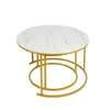 Couchtisch Rund,Satztisch 2er Set,Imitation Marble Produktbild-Vorschau 5