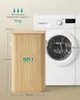 A laundry basket is shown next to a washing machine, with dimensions and capacity indicated. Produktbild-Vorschau
