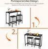 A split image showing a bar table and stools in two different configurations, with numbered steps and descriptive text. Anteprima dell’immagine prodotto
