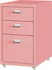 A pink filing cabinet with three drawers and silver handles, shown from a three-quarter angle on a white background. Náhled obrázku produktu