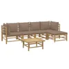 vidaXL 6 tlg. Garten Lounge Set mit Kissen Taupe Bambus - Produktbild-Vorschau 4