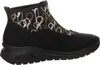 A side view of a black ankle boot with a circular pattern on the upper shaft. Produktbild-Vorschau