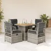 vidaXL 5-tlg. Garten-Essgruppe mit Kissen Grau Poly Rattan Produktbild-Vorschau 2