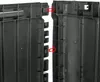 Close-up view of two black plastic garden storage box panels being connected. Produktbild-Vorschau