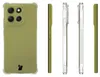 Multiple views of a clear phone case with a green back, shown from the back, side, and front. Produktbild-Vorschau