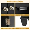 A collage of four close-up images showcasing the details of a black cabinet, including its handles, magnetic catch, hinges, and legs. Anteprima dell’immagine prodotto