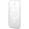 A clear, transparent phone case with a MagSafe ring is shown against a white background. Voir les images du produit