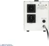 The back panel of a voltage stabilizer with two output sockets, a circuit breaker reset button, and an input power cord. Voir les images du produit