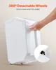A hand is shown tilting a white storage container to demonstrate its detachable wheels. Náhled obrázku produktu