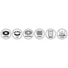 A row of icons indicating compatibility with different cooking surfaces and appliances. Produktbild-Vorschau