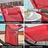A collage of four close-up images showcasing features of a red lounge chair. Produktbild-Vorschau