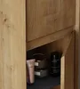 Close-up view of an open cabinet with bathroom products inside. Produktbild-Vorschau