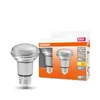 A product shot of two OSRAM LED light bulbs and their packaging, presented on a white background. Anteprima dell’immagine prodotto