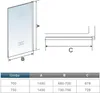 A diagram and a table showing dimensions for a shower enclosure. Produktbild-Vorschau