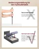 An instructional image showing how to test a hydraulic lift for a bed frame. Produktbild-Vorschau
