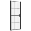 vidaXL Duschtür Hartglas 91x195 cm Schwarz Produktbild-Vorschau 2