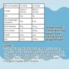 A nutritional information table and ingredient list for a food product, presented on a light blue background with wavy white elements. Produktbild-Vorschau