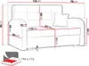 A diagram of a sofa with dimensions and a separate illustration of a bed. Náhled obrázku produktu