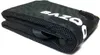 A folded black mesh soccer goal with white lettering on a white background. Produktbild-Vorschau