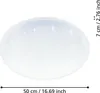A white oval ceiling lamp with a starry effect, shown on a white background with dimensions indicated. Produktbild-Vorschau