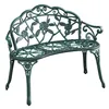 A green metal garden bench with a rose pattern. Podgląd zdjęcia produktu