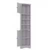 A tall, narrow gray cabinet with two doors, one open at the top and one open at the bottom, revealing shelves. Náhled obrázku produktu