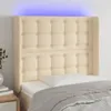 LED Kopfteil Creme 93x16x118/128 cm Stoff Produktbild-Vorschau 2